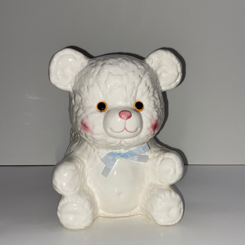Vintage Teddy Bear Baby nursery planter white porcelain